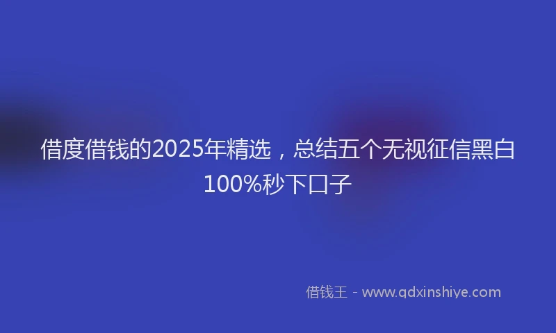 借度借钱的2025年精选，总结五个无视征信黑白100%秒下口子