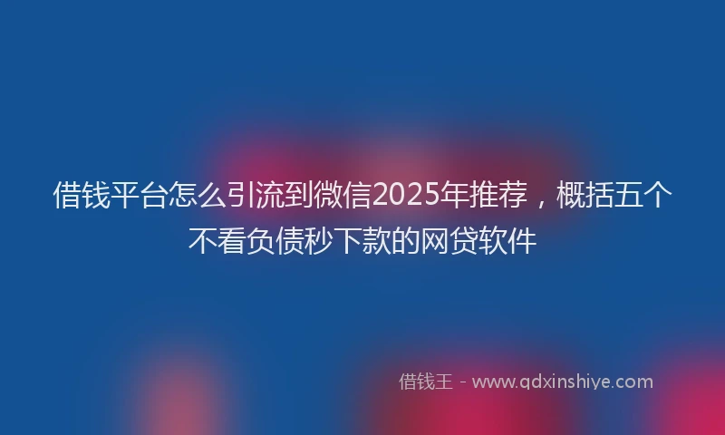 借钱平台怎么引流到微信2025年推荐，概括五个不看负债秒下款的网贷软件