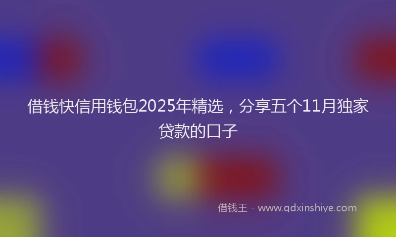 借钱快信用钱包2025年精选，分享五个11月独家贷款的口子