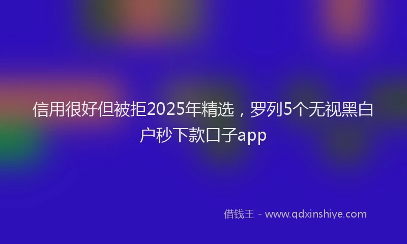 信用很好但被拒2025年精选，罗列5个无视黑白户秒下款口子app