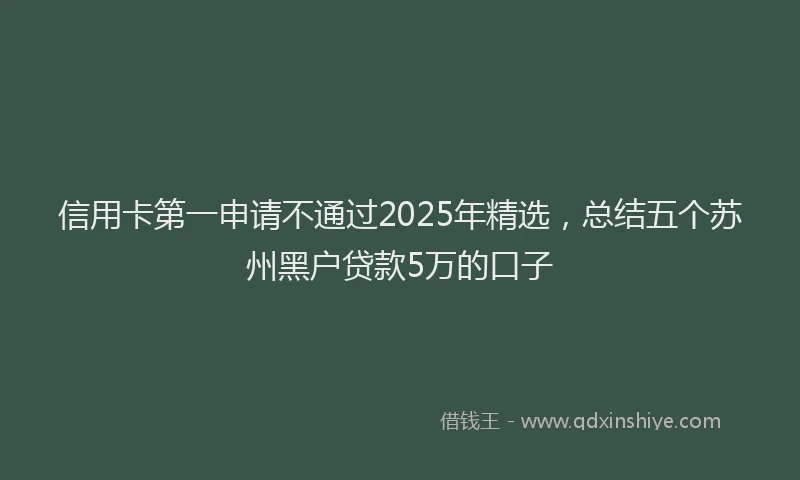信用卡第一申请不通过2025年精选，总结五个苏州黑户贷款5万的口子
