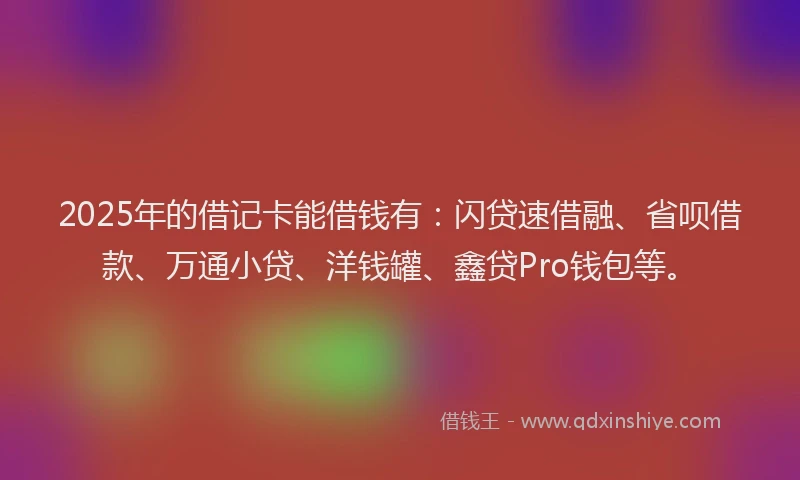 2025年的借记卡能借钱有：闪贷速借融、省呗借款、万通小贷、洋钱罐、鑫贷Pro钱包等。