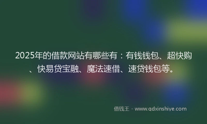 2025年的借款网站有哪些有：有钱钱包、超快购、快易贷宝融、魔法速借、速贷钱包等。