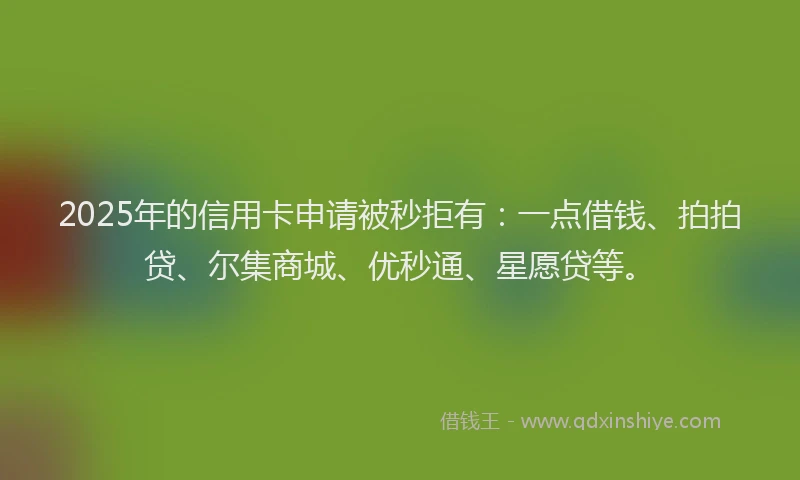 2025年的信用卡申请被秒拒有：一点借钱、拍拍贷、尔集商城、优秒通、星愿贷等。