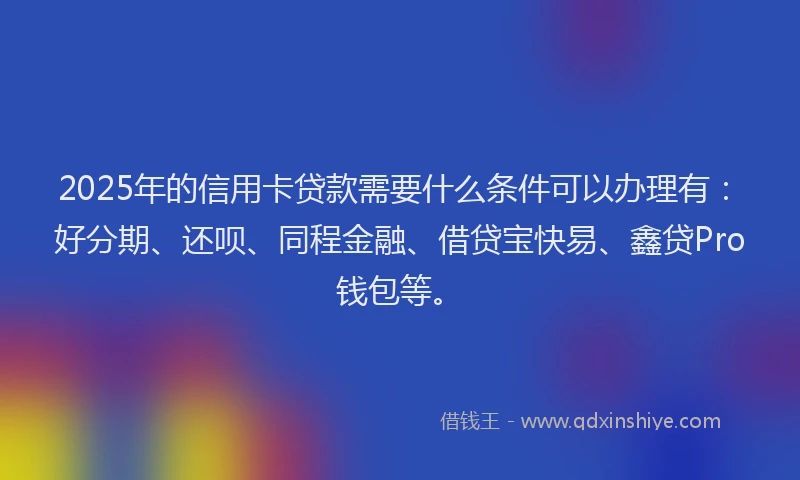 2025年的信用卡贷款需要什么条件可以办理有：好分期、还呗、同程金融、借贷宝快易、鑫贷Pro钱包等。