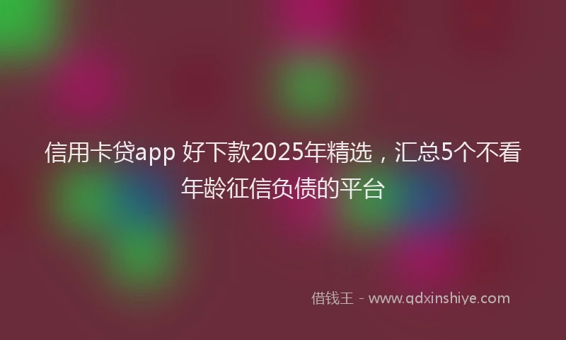 信用卡贷app 好下款2025年精选，汇总5个不看年龄征信负债的平台