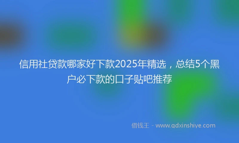 信用社贷款哪家好下款2025年精选，总结5个黑户必下款的口子贴吧推荐