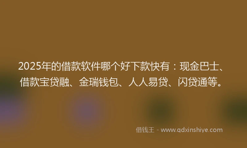2025年的借款软件哪个好下款快有：现金巴士、借款宝贷融、金瑞钱包、人人易贷、闪贷通等。