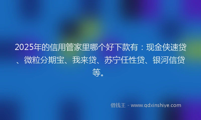 2025年的信用管家里哪个好下款有：现金侠速贷、微粒分期宝、我来贷、苏宁任性贷、银河信贷等。