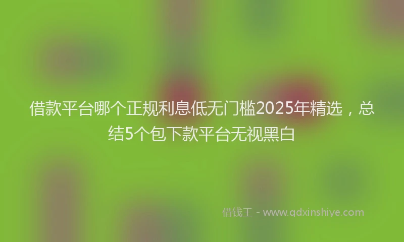 借款平台哪个正规利息低无门槛2025年精选，总结5个包下款平台无视黑白