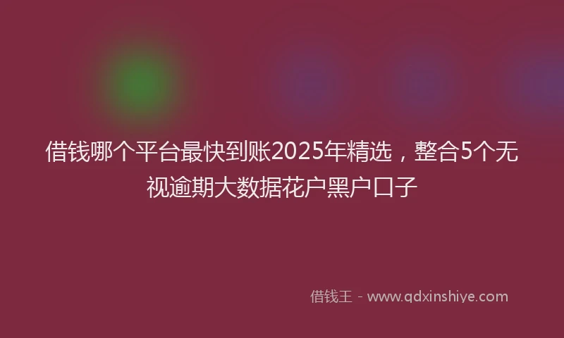 借钱哪个平台最快到账2025年精选,整合5个无视逾期大数据花户黑户口子