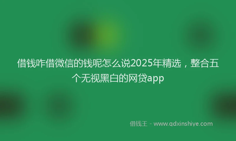 借钱咋借微信的钱呢怎么说2025年精选，整合五个无视黑白的网贷app