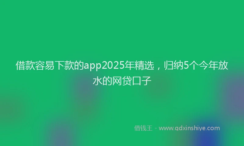 借款容易下款的app2025年精选，归纳5个今年放水的网贷口子
