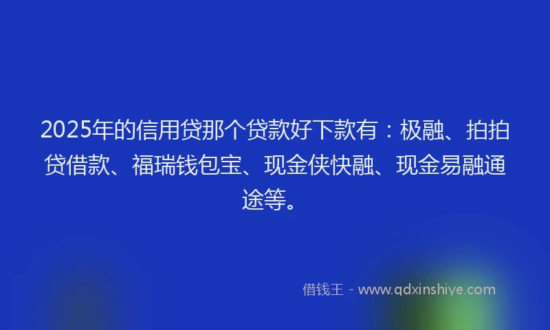 2025年的信用贷那个贷款好下款有：极融、拍拍贷借款、福瑞钱包宝、现金侠快融、现金易融通途等。