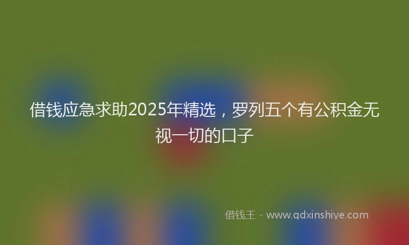 借钱应急求助2025年精选，罗列五个有公积金无视一切的口子