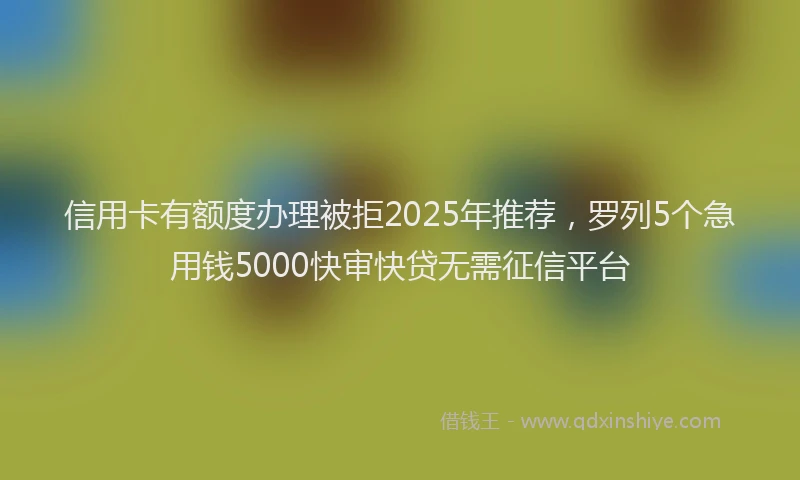 信用卡有额度办理被拒2025年推荐，罗列5个急用钱5000快审快贷无需征信平台