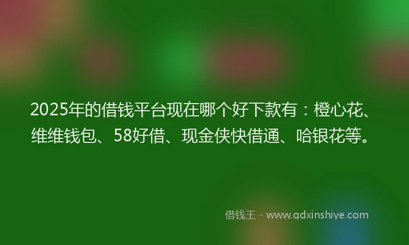 2025年的借钱平台现在哪个好下款有：橙心花、维维钱包、58好借、现金侠快借通、哈银花等。