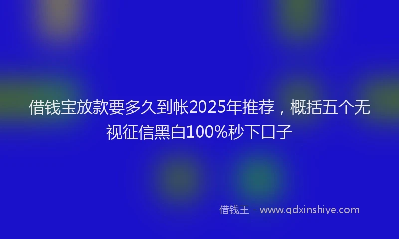 借钱宝放款要多久到帐2025年推荐，概括五个无视征信黑白100%秒下口子