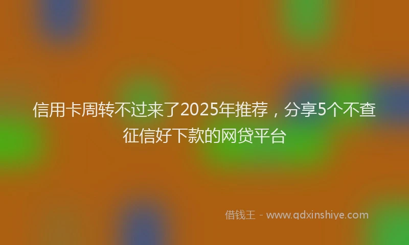 信用卡周转不过来了2025年推荐，分享5个不查征信好下款的网贷平台