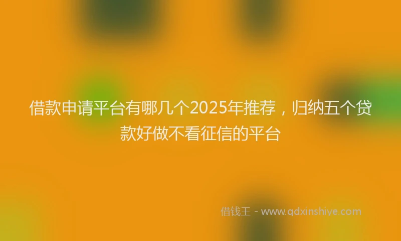 借款申请平台有哪几个2025年推荐，归纳五个贷款好做不看征信的平台