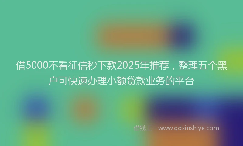 借5000不看征信秒下款2025年推荐，整理五个黑户可快速办理小额贷款业务的平台