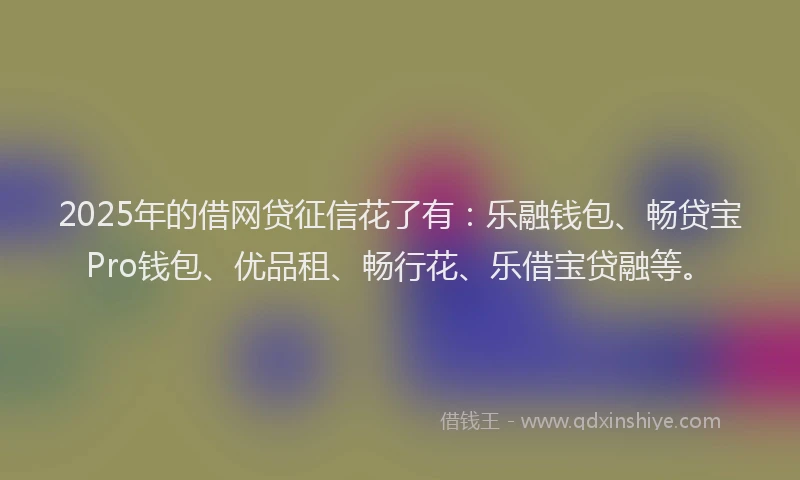2025年的借网贷征信花了有：乐融钱包、畅贷宝Pro钱包、优品租、畅行花、乐借宝贷融等。