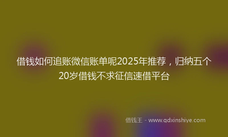 借钱如何追账微信账单呢2025年推荐，归纳五个20岁借钱不求征信速借平台
