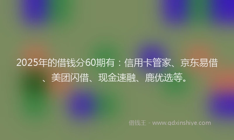 2025年的借钱分60期有：信用卡管家、京东易借、美团闪借、现金速融、鹿优选等。