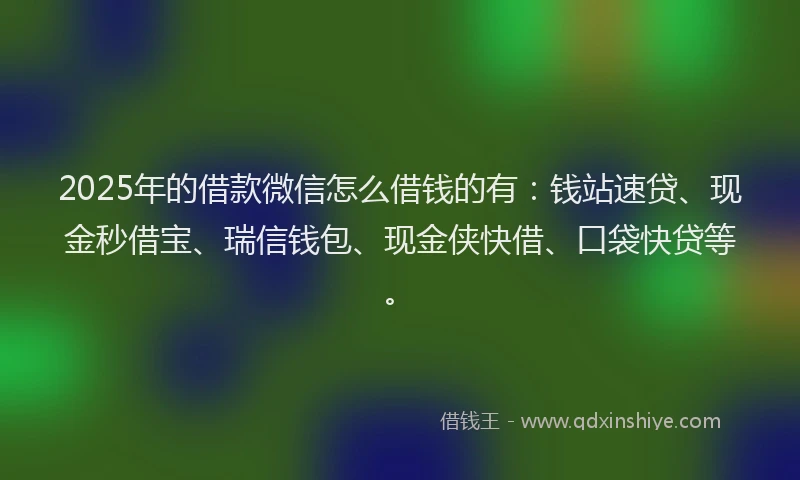 2025年的借款微信怎么借钱的有：钱站速贷、现金秒借宝、瑞信钱包、现金侠快借、口袋快贷等。