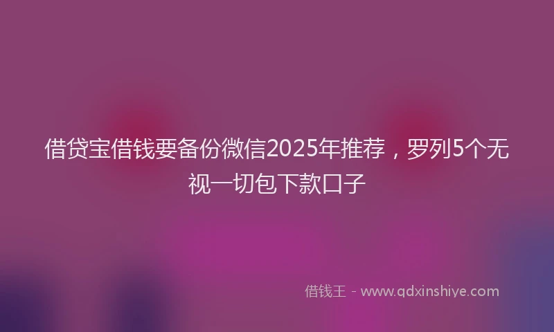 借贷宝借钱要备份微信2025年推荐，罗列5个无视一切包下款口子