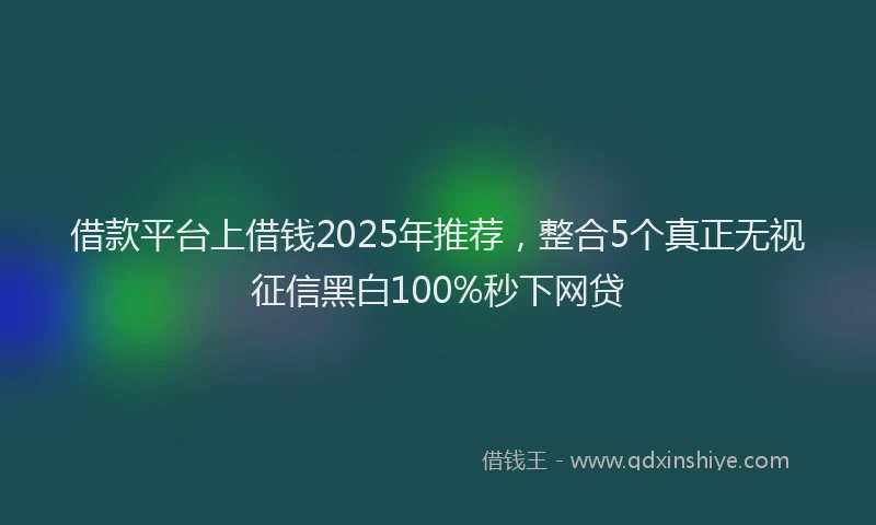 借款平台上借钱2025年推荐，整合5个真正无视征信黑白100%秒下网贷