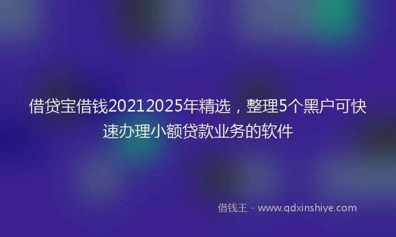 借贷宝借钱20212025年精选，整理5个黑户可快速办理小额贷款业务的软件