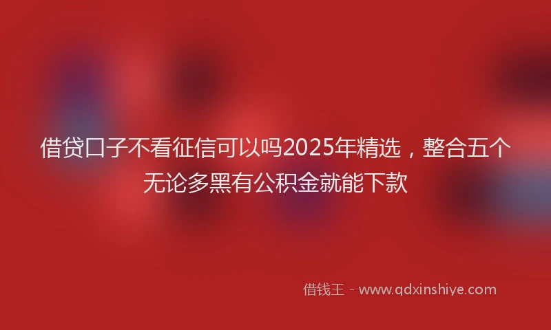 借贷口子不看征信可以吗2025年精选，整合五个无论多黑有公积金就能下款