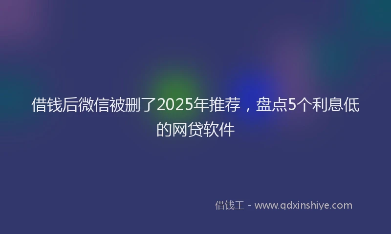 借钱后微信被删了2025年推荐，盘点5个利息低的网贷软件