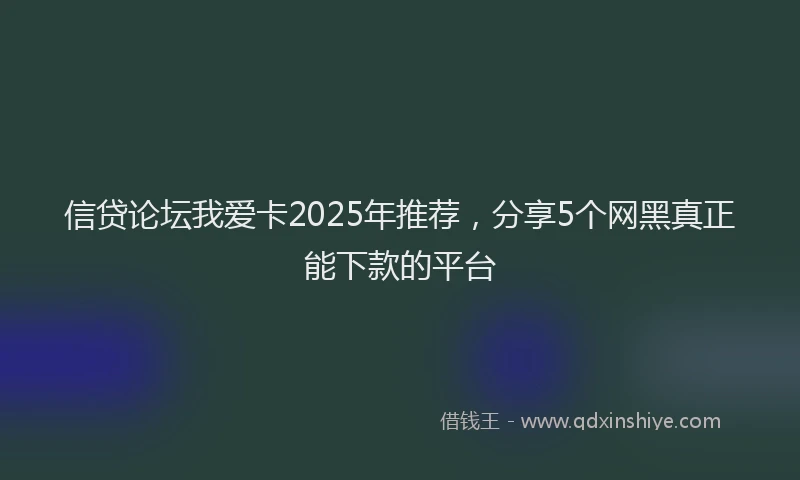 信贷论坛我爱卡2025年推荐，分享5个网黑真正能下款的平台
