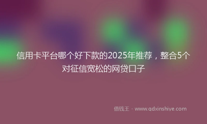 信用卡平台哪个好下款的2025年推荐，整合5个对征信宽松的网贷口子