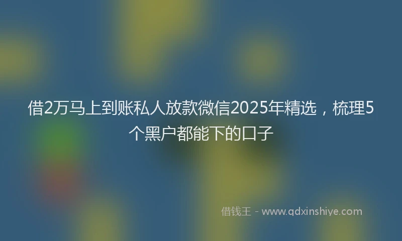 借2万马上到账私人放款微信2025年精选，梳理5个黑户都能下的口子