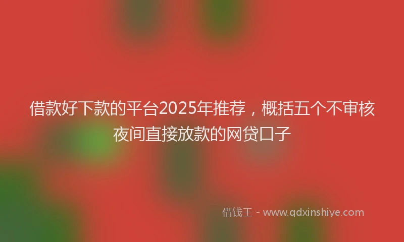 借款好下款的平台2025年推荐，概括五个不审核夜间直接放款的网贷口子
