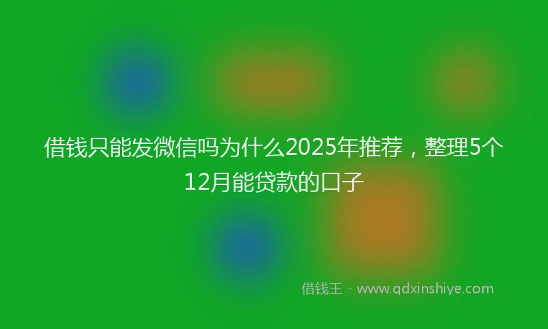 借钱只能发微信吗为什么2025年推荐，整理5个12月能贷款的口子