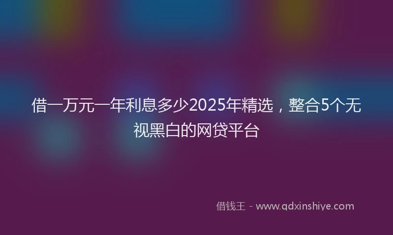 借一万元一年利息多少2025年精选，整合5个无视黑白的网贷平台
