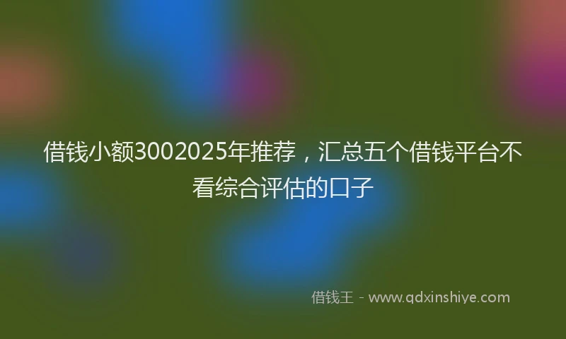 借钱小额3002025年推荐，汇总五个借钱平台不看综合评估的口子