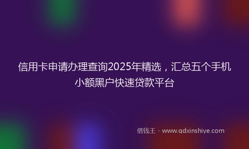 信用卡申请办理查询2025年精选，汇总五个手机小额黑户快速贷款平台