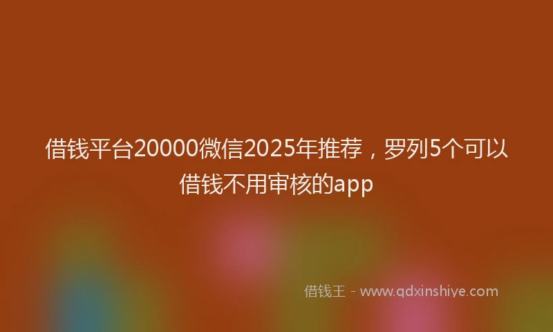 借钱平台20000微信2025年推荐，罗列5个可以借钱不用审核的app