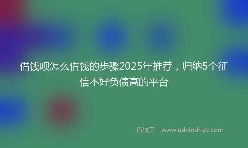借钱呗怎么借钱的步骤2025年推荐，归纳5个征信不好负债高的平台