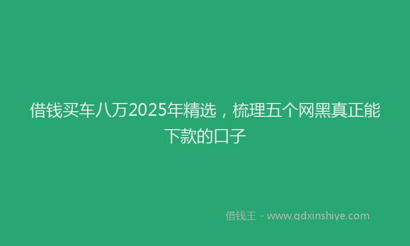 借钱买车八万2025年精选，梳理五个网黑真正能下款的口子
