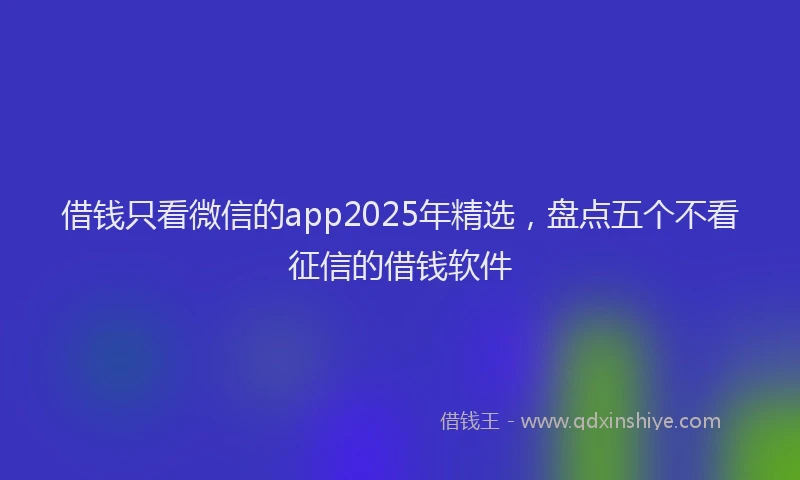 借钱只看微信的app2025年精选，盘点五个不看征信的借钱软件
