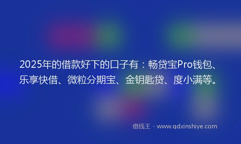 2025年的借款好下的口子有：畅贷宝Pro钱包、乐享快借、微粒分期宝、金钥匙贷、度小满等。