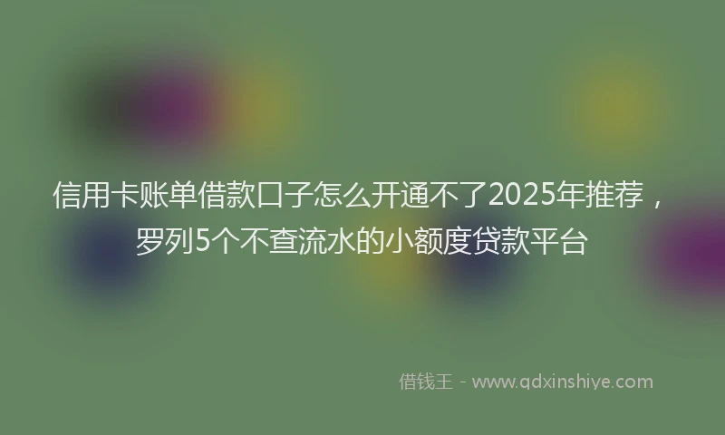 信用卡账单借款口子怎么开通不了2025年推荐，罗列5个不查流水的小额度贷款平台