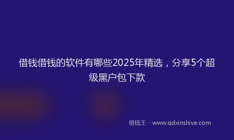 借钱借钱的软件有哪些2025年精选,分享5个超级黑户包下款