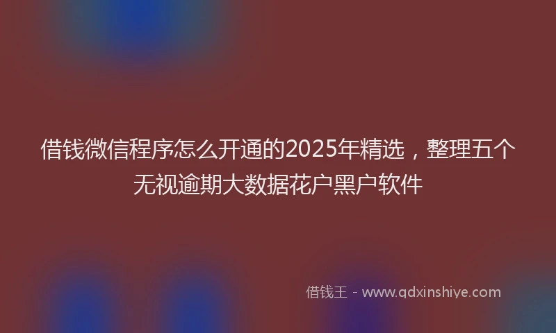 借钱微信程序怎么开通的2025年精选，整理五个无视逾期大数据花户黑户软件